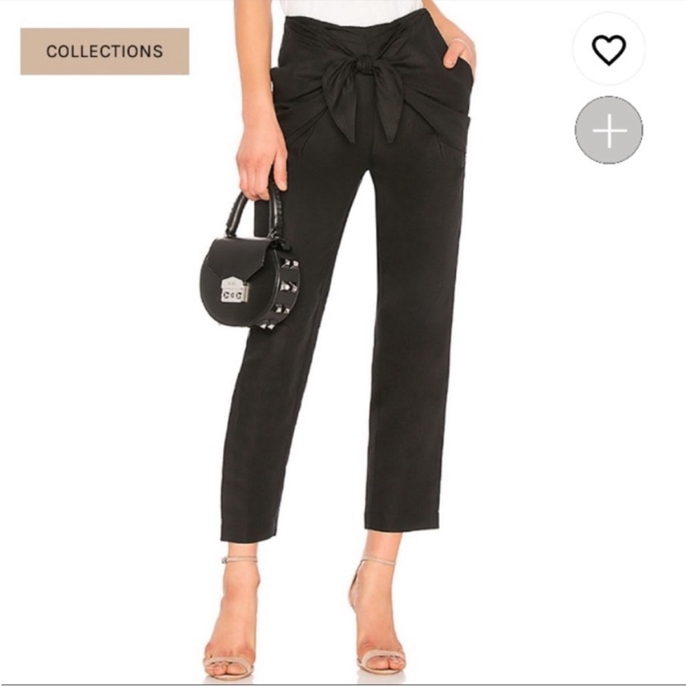 Frame Overlap Knot Linen Pants in Black Noir EUC